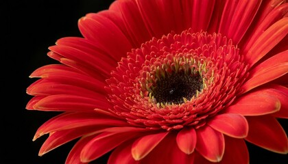 Red Gerbera flower blossom - close up shot photo details spring time