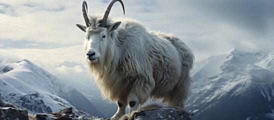 Mountain goat with long horns - Powered by Adobe