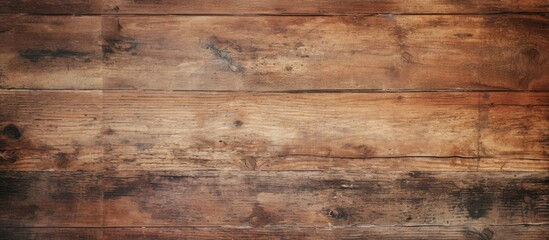 Detailed view of a wooden surface featuring a rich brown stain, highlighting the natural grains and texture - obrazy, fototapety, plakaty