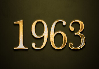 Old gold effect of 1963 number with 3D glossy style Mockup.
