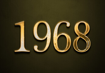 Old gold effect of 1968 number with 3D glossy style Mockup. - obrazy, fototapety, plakaty