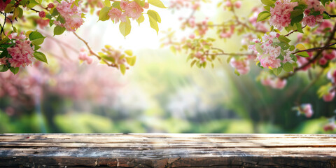 Table background of free space and spring background