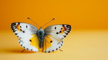 A cute butterfly on a pastel background - obrazy, fototapety, plakaty