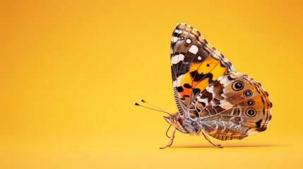 A cute butterfly on a pastel background - obrazy, fototapety, plakaty