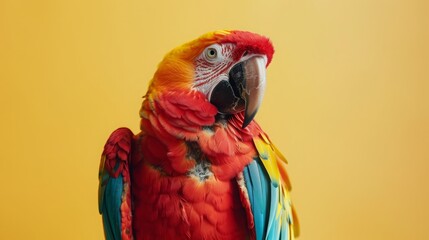 A parrot on a pastel background isolated