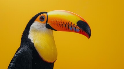 A cute toucan on a pastel yellow background