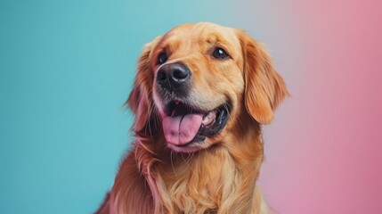 A dog on a pastel background