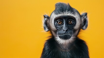 Obraz premium A monkey on a pastel yellow background