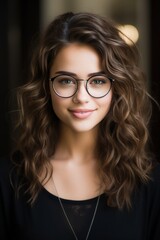 Confident young woman with glasses portrait Generative AI - obrazy, fototapety, plakaty