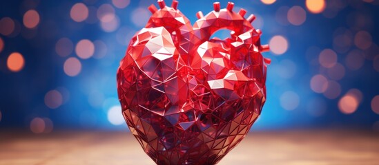 Human heart in low poly style. - obrazy, fototapety, plakaty