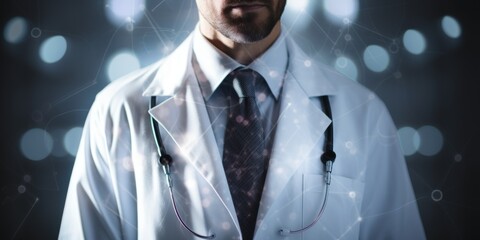 doctor man in white coat portrait Generative AI - obrazy, fototapety, plakaty