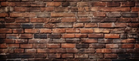 A detailed closeup of a brown brick wall showcasing the intricate brickwork, composite material, and rectangular shapes of each individual brick bonded together with mortar
