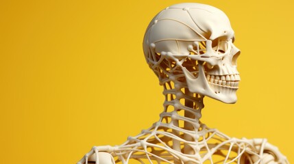 Half body of human skeleton model in anatomy  - obrazy, fototapety, plakaty