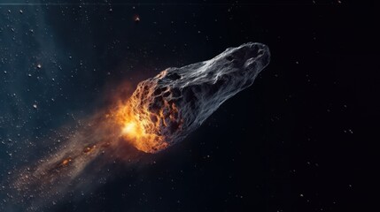 meteorite flying to the planet Earth