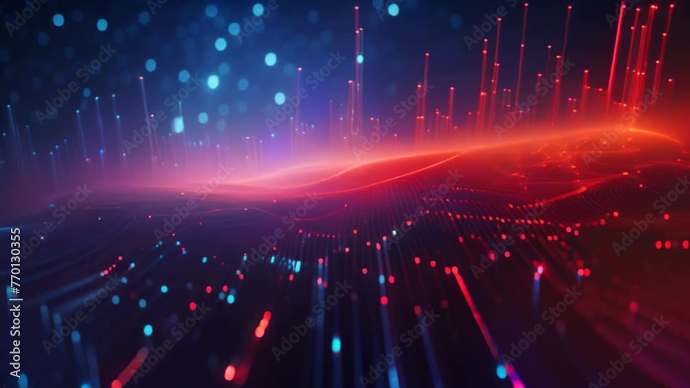 Poster 3d rendering of abstract digital background with particles and lines. Network concept, Abstract futuristic background Data Transfer, AI Generated