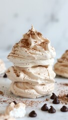 Professional food photography of delicious meringue cookies showcased on a kitchen table