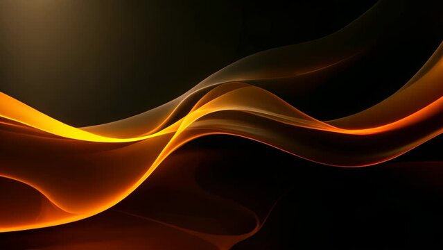 abstract background with a glowing abstract waves, abstract background for wallpaper, Abstract golden lines on black BG, AI Generated