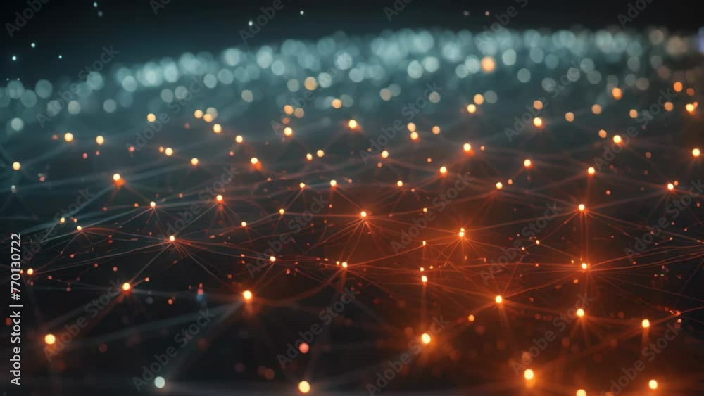 Poster 3D rendering of abstract digital background with connecting dots and lines. Network concept, Abstract technology background. Big data visualization. Graphic concept for your design, AI Generated
