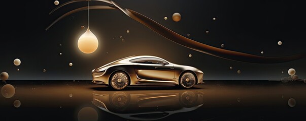 3D rendering of a brand-less generic concept car in the studio
