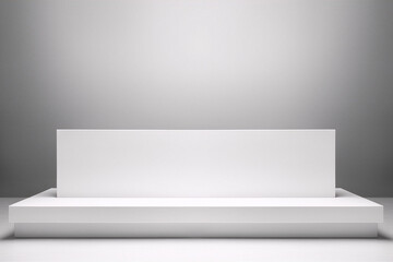 3D rendering of an empty white podium on a white background in a minimalist style