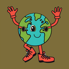Fototapeta premium Cute cartoon planet, Earth 3d eps vector illustration World environment day, world water day and earth day concept . Save water and green planet concept