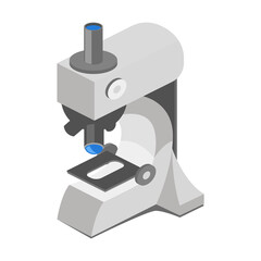 Medical microscope isometric PNG illustration with transparent background.