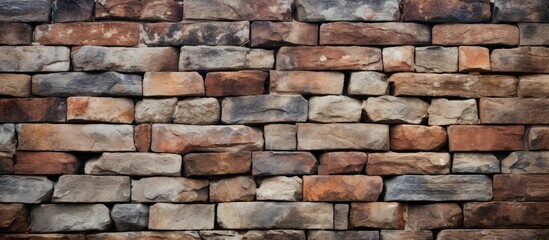 Obraz premium A detailed shot of a brick wall showcasing the intricate brickwork and various shades of red. The texture of the composite material is highlighted against the backdrop of soft green grass