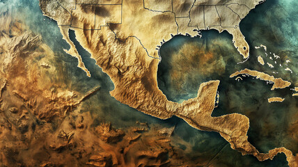 Geographic Map of Mexico, Drought, Environmental Alert