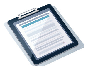 A clipboard with a blank sheet of paper attached to it