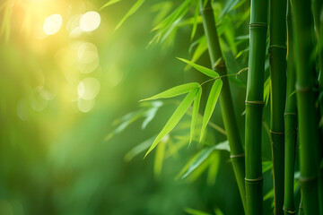 green bamboo forest with copy space