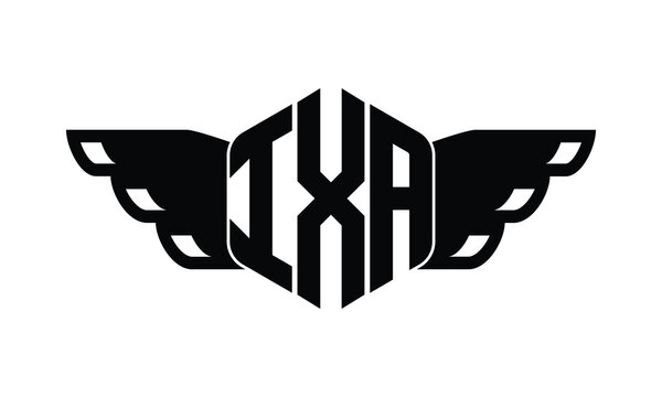 IXA polygon wings logo design vector template.