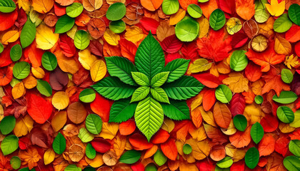 Vibrant Spectrum of Multicolored Leaves Blanketing the Earth
