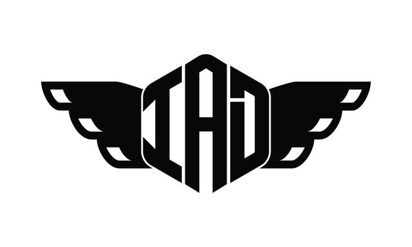 IAD polygon wings logo design vector template.