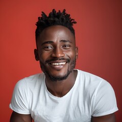 African man, wearing white t-shirt, portrait realistic photo