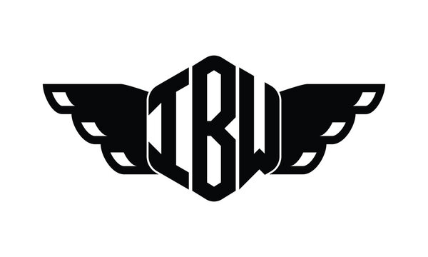 IBW polygon wings logo design vector template.