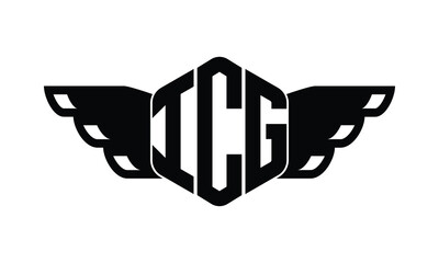 ICG polygon wings logo design vector template.
