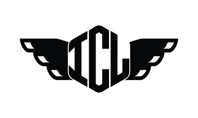 ICL polygon wings logo design vector template.