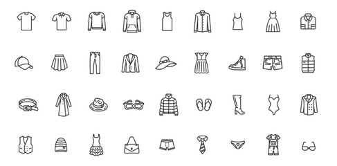 Fashion and Clothing icon set.