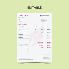 Company business clean modern and Minimal professional creative invoice Vector design template