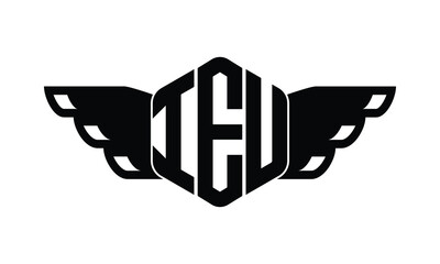 IEU polygon wings logo design vector template.