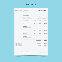 Company business clean modern and Minimal professional creative invoice Vector design template