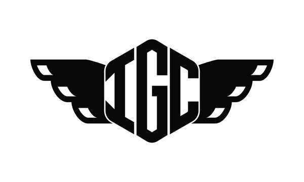 IGC polygon wings logo design vector template.