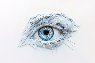 Abstract Blue Eye with Artistic Feathered Eyelashes. Generative AI image