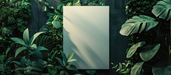 Green-themed empty poster template mockup featuring a clipping path.