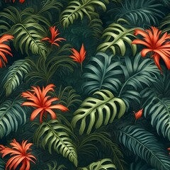 Fototapeta na wymiar Tropical leaves foliage pattern and background