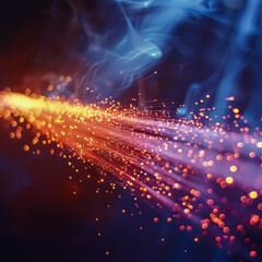 A glowing wire is surrounded by a cloud of sparks. Concept of energy and excitement, as if the wire is a source of power or a conduit for something important. The sparks add a dynamic