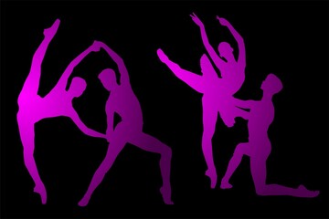 mujeres, ilustracion, vector, silueta, modelos, fashion, modelos, moda, pose, danza, baile, entrenamiento