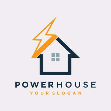 Vector house logo with modern gradient electric power concept and business card design premium vector