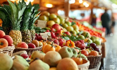 fruits and vegetables. Regional organic store, farmer's market - obrazy, fototapety, plakaty