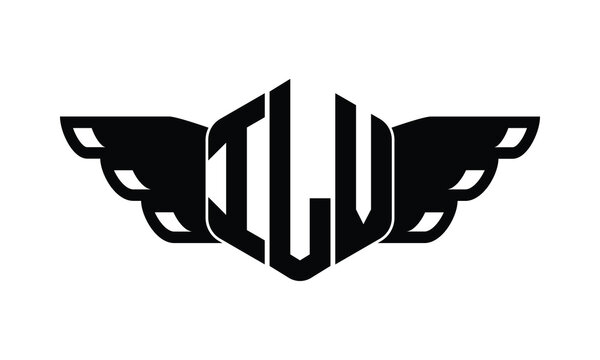ILV polygon wings logo design vector template.